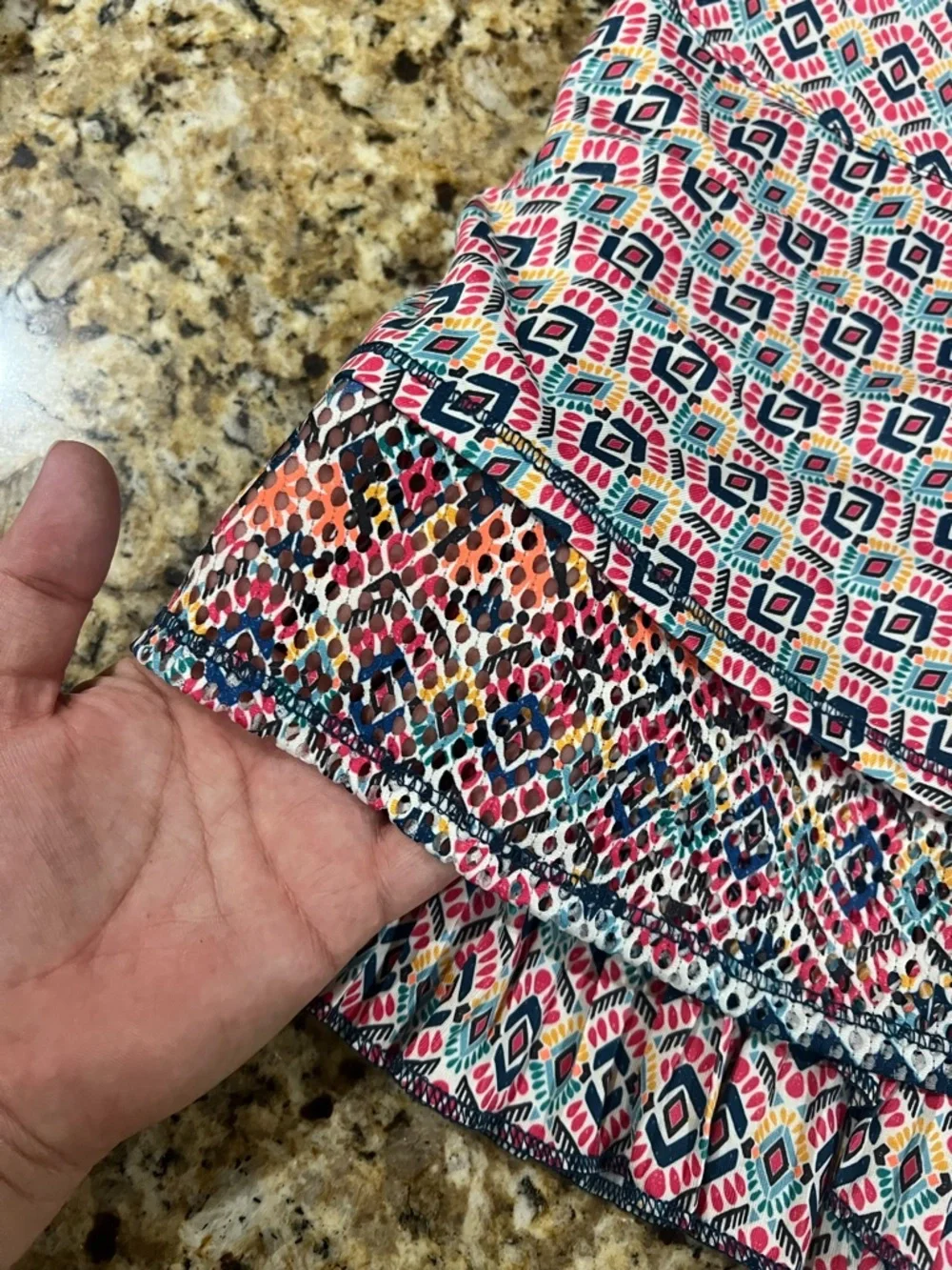 New - Lucky in Love Pink & Navy Geometric Tiered Skater Skort | Size Medium
